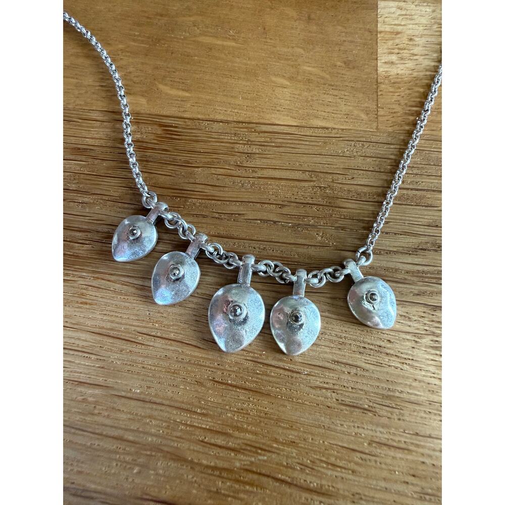NWT Lucky Brand Silvertone Crystal Teardrop Statement Necklace